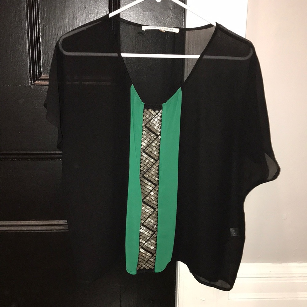 Collective concepts sheer black top